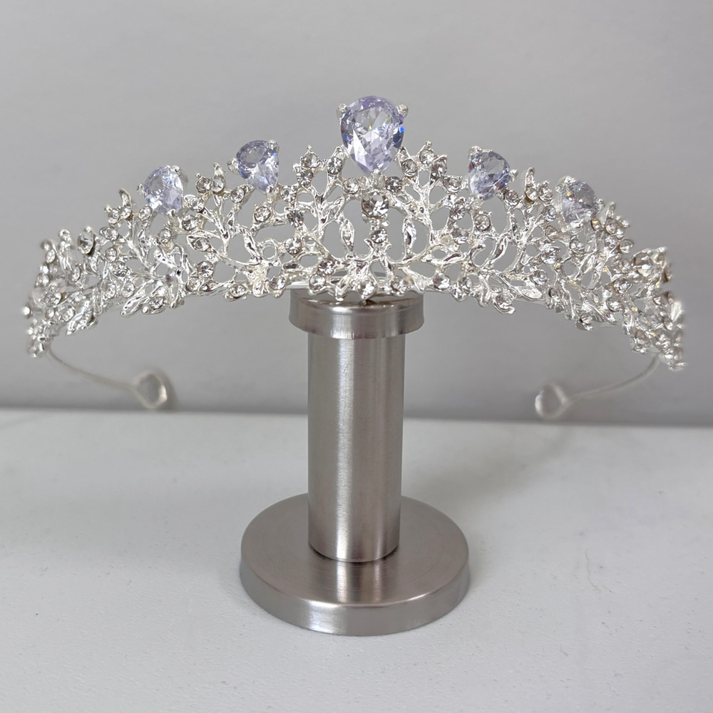 Luxury Rhinestone Silver Crown / Tiara for Bridal, Parties & Festivals NWT - Picture 2 of 3